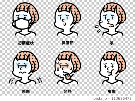 いろんな症状の女性のイラスト 113656472