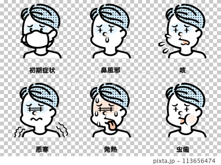 いろんな症状の男性のイラスト いろんな症状の男性のイラスト 113656474
