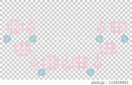 Pink hydrangea and rain arm frame 113656981