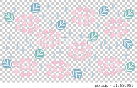 Pink hydrangea and rain illustration 113656983