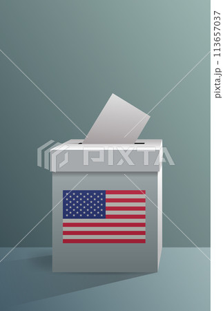USA presidential election day concept paper ballot in voting box vertical 113657037