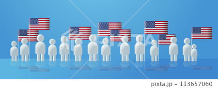 people icons with usa flags election day concept person symbols for infographic human figures horizontal vector illustration people icons with usa flags election day concept person symbols for infographic human figures horizontal vector illustration 113657060
