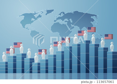 people icons with usa flags election day concept person symbols for infographic human figures near statistic graph horizontal people icons with usa flags election day concept person symbols for infographic human figures near statistic graph horizontal 113657061