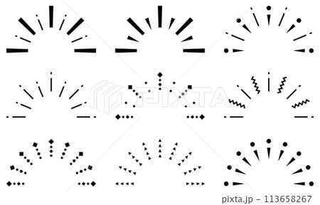 半円状のサンバースト素材セット 113658267