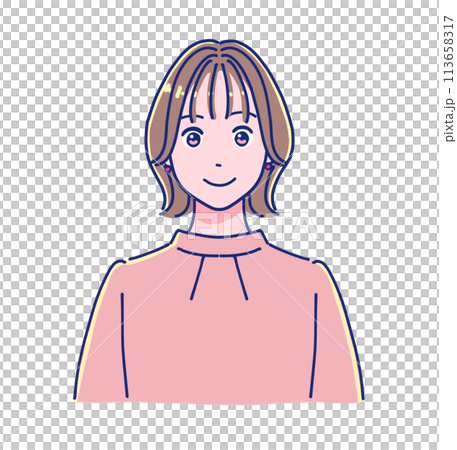 Anime-style young female office worker 113658317