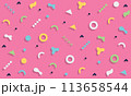 Retro geometric pattern. Colorful pattern from 113658544