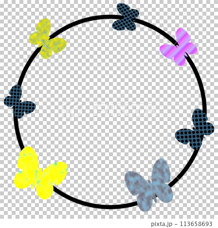 Circular frame with flying butterflies Circular frame with flying butterflies 113658693