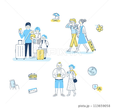 トラベルイメージ 人物とアイテム セット トラベルイメージ 人物とアイテム セット 113659058