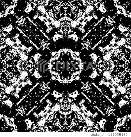 Black and white kaleidoscopic background texture 113659183