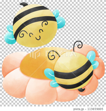 Happy bee and friend 113659805