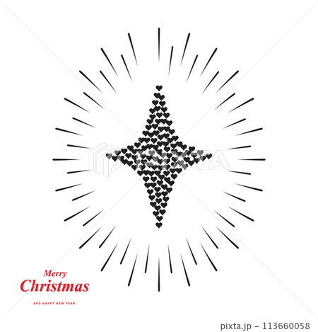 Christmas Star Shape Made of Heart Icons 113660058