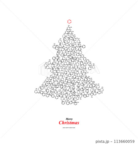 Christmas Tree Shape Made of Benzene Methyl Group Molecule Formula Icons 113660059