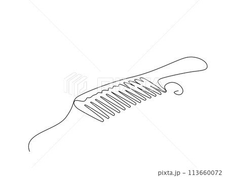 Continuous Line Comb Icon, Monoline Barber Symbol, One Line Haircut Logo Silhouette, Hairbrush Sign 113660072