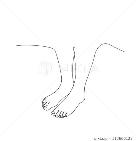 Bare Foot Continuous Thin Line, Minimalist Feet...のイラスト素材 [113660125 ...