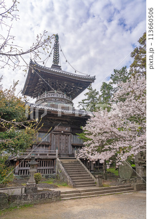 【第1番札所】桜咲く霊山寺 多宝塔【四国八十八箇所】 【第1番札所】桜咲く霊山寺 多宝塔【四国八十八箇所】 113660506