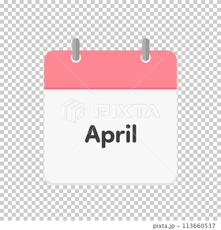 四月文字和日曆圖示 - 簡單可愛的四月活動和行程圖片素材 113660537