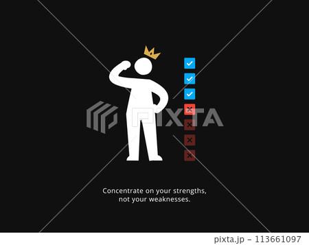 Simple Motivation graphic on dark background. Focus on strength 113661097