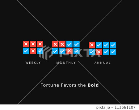 Simple Motivation graphic on dark background. Fortune favors the bold. Becoming Professional 113661107