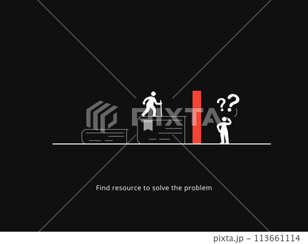 Simple Motivation graphic on dark background. Find Resource to solve Problem Simple Motivation graphic on dark background. Find Resource to solve Problem 113661114