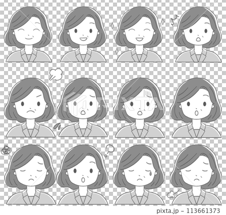 Set of facial expressions for women in their 40s and 50s 113661373