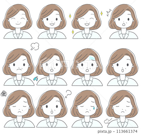 中年女性の表情コレクション 中年女性の表情コレクション 113661374