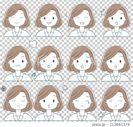 中年女性の表情コレクション 中年女性の表情コレクション 113661374