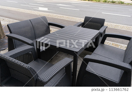 Street Restaurant Table, Empty Cafe Tables, Bar Terrace, Outdoor Restaurants, Outside Trattoria 113661762