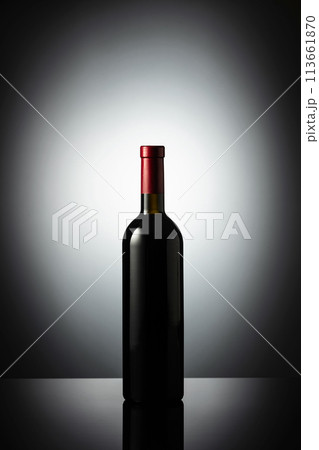 Unopened bottle of red wine. 113661870