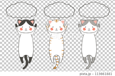 喜ぶ猫たち 吹き出しセット 喜ぶ猫たち 吹き出しセット 113661881