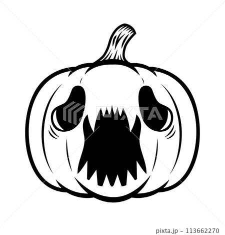 Halloween pumpkin. Design element for poster, card, banner, sign t shirt. Vector illustration 113662270
