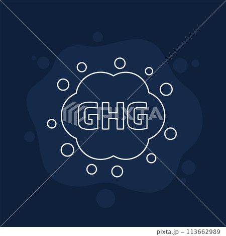 GHG, greenhouse gas line vector icon 113662989