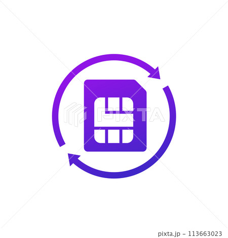 SIM card replacement icon, vector 113663023