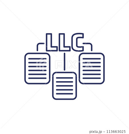 LLC documents line icon on white 113663025