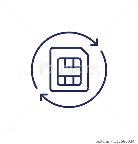 SIM card replacement line icon 113663034