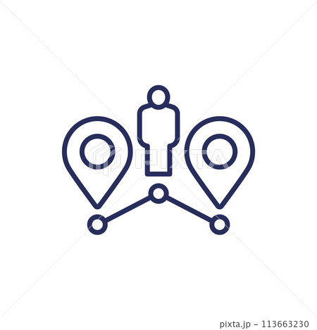 two ways line icon on white 113663230