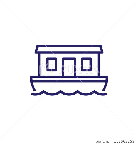houseboat line icon on white 113663255