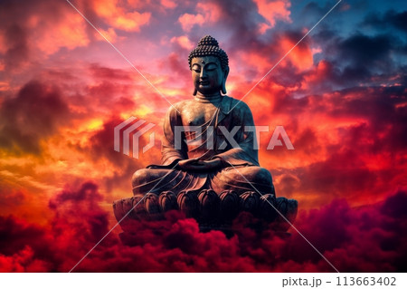 buddha in the clouds buddha in the clouds 113663402