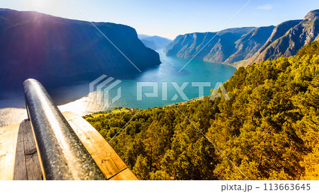 Fjord at Stegastein viewpoint Norway Fjord at Stegastein viewpoint Norway 113663645