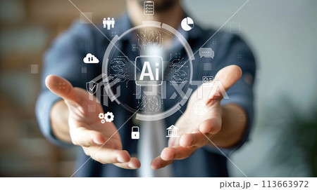 Human interact with AI artificial intelligence brain process generative AI FaaS Human interact with AI artificial intelligence brain process generative AI FaaS 113663972