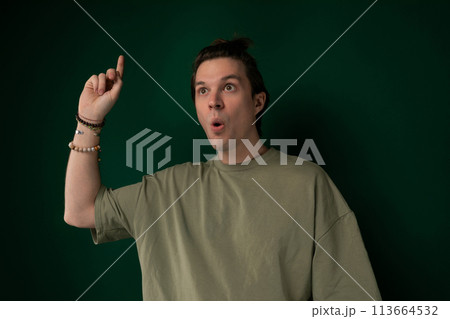 Man Making Funny Face With Finger Man Making Funny Face With Finger 113664532