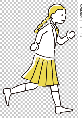 定番　伝わる 人物イラスト　学生　おさげの女の子 113664623