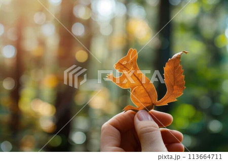 nature art of leaf carved into animal shape aigx04 113664711