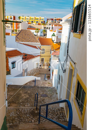 On the narrow Alleys of Ferragudo, Algarve, Portugal, Europe On the narrow Alleys of Ferragudo, Algarve, Portugal, Europe 113665514