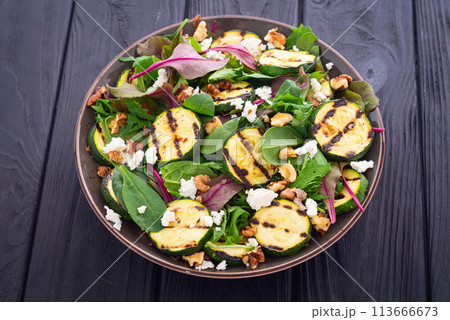 Grilled green zucchini salad Grilled green zucchini salad 113666673