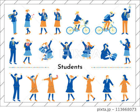 学生　人物イラストセット 113668073