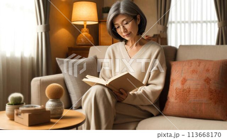 読書をする女性 読書をする女性 113668170