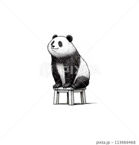 人間味溢れる森の動物達の鉛筆画イラスト 113668468