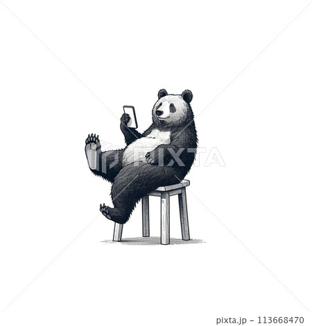 人間味溢れる森の動物達の鉛筆画イラスト 113668470