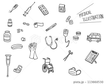 医療関連イラスト（線画） 113668530