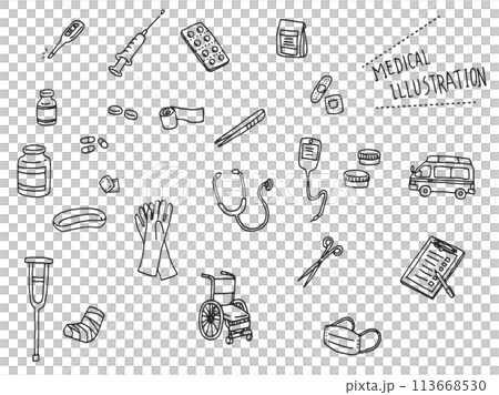 医療関連イラスト（線画） 113668530
